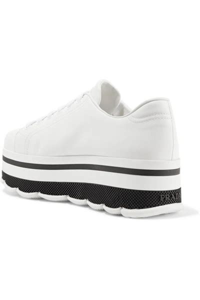 prada logo-embellished leather platform sneakers|Prada platform sneakers sale.